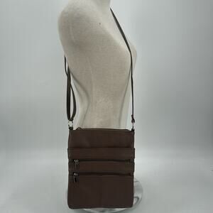 NWT brown leather tan crossbody bag